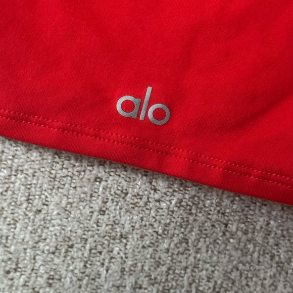 ALO “Bright Red” Alosoft Crop Finesse Long Sleeve, size Medium. NWT! - Picture 3 of 3